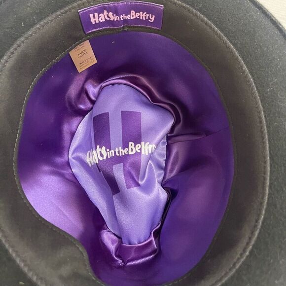 Hats In The Belfry Black Wool Hat With Feather Size Large - Picture 7 of 8